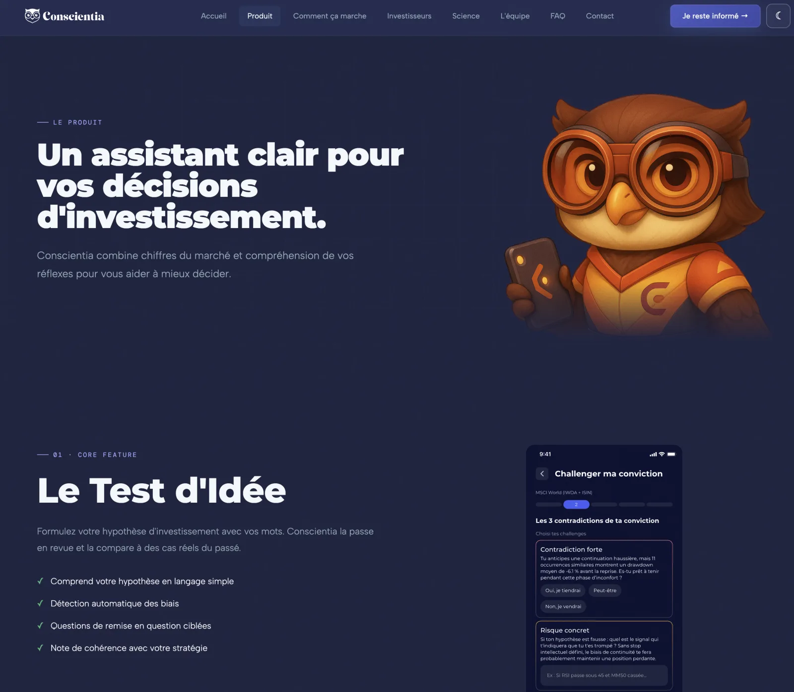 Conscientia : test d'idée et challenge de conviction avant d'investir