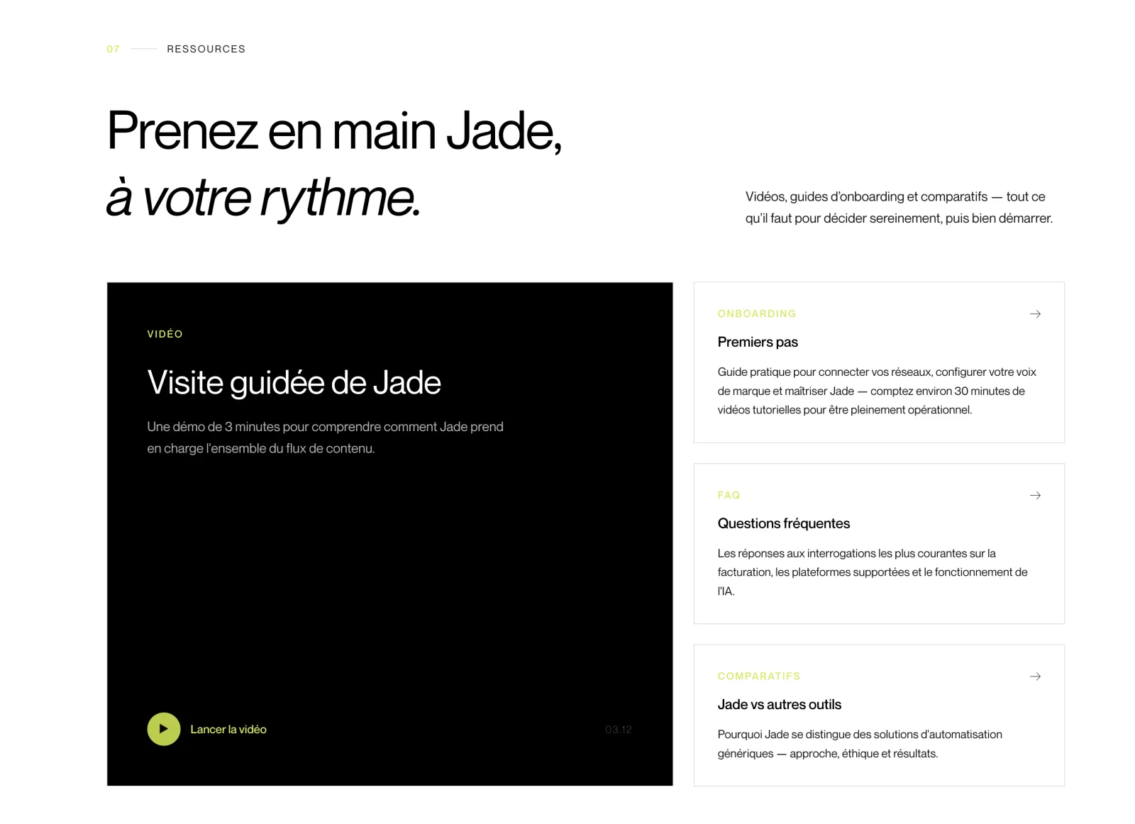 Ressources et prise en main de Jade